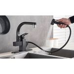 Casa si Gradina - Sanitare - Chiuveta bucatarie si accesorii - Baterii bucatarie - Baterie chiuveta bucatarie, Blackswan, Tip M181, cu LED si dus, model negru, dimensiune 25 cm - Infinity.ro