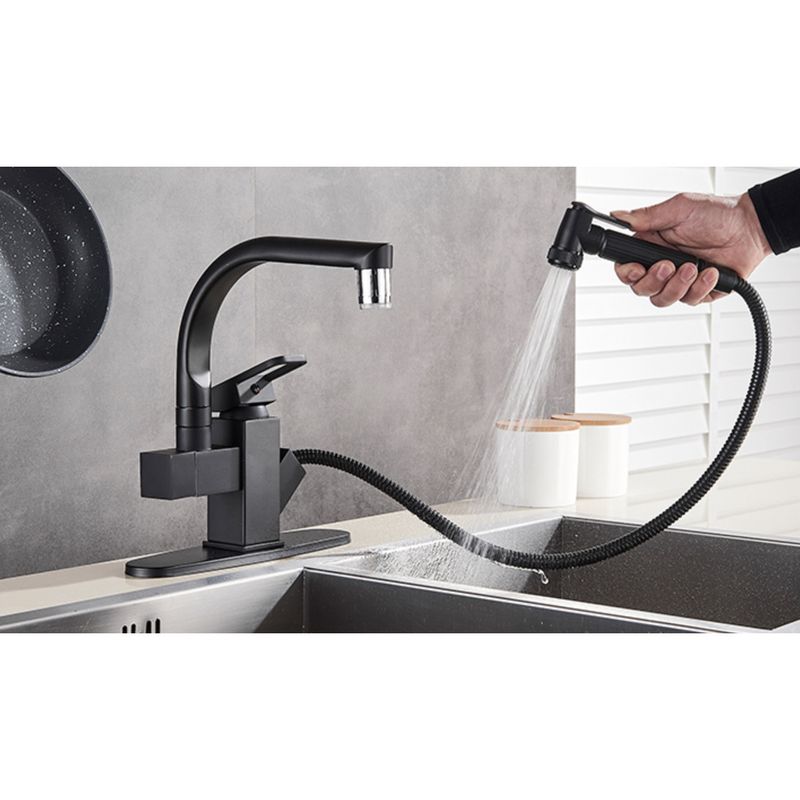 Casa si Gradina - Sanitare - Chiuveta bucatarie si accesorii - Baterii bucatarie - Baterie chiuveta bucatarie, Blackswan, Tip M181, cu LED si dus, model negru, dimensiune 25 cm - Infinity.ro