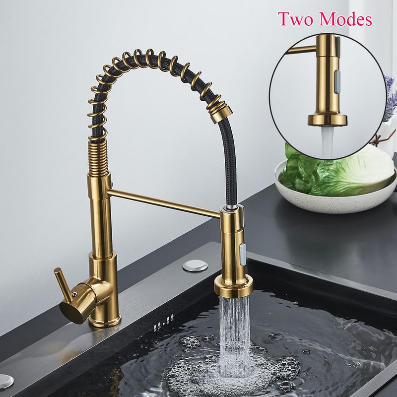 Casa si Gradina - Sanitare - Chiuveta bucatarie si accesorii - Baterii bucatarie - Baterie chiuveta bucatarie, Blackswan, Tip M377 cu 2 moduri, model auriu mat/ negru, dimensiune 44 cm - Infinity.ro