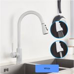 Casa si Gradina - Sanitare - Chiuveta bucatarie si accesorii - Baterii bucatarie - Baterie chiuveta bucatarie, Blackswan, Tip M67 cu 2 moduri si buton Pauza, model alb, dimensiune 39 cm - Infinity.ro
