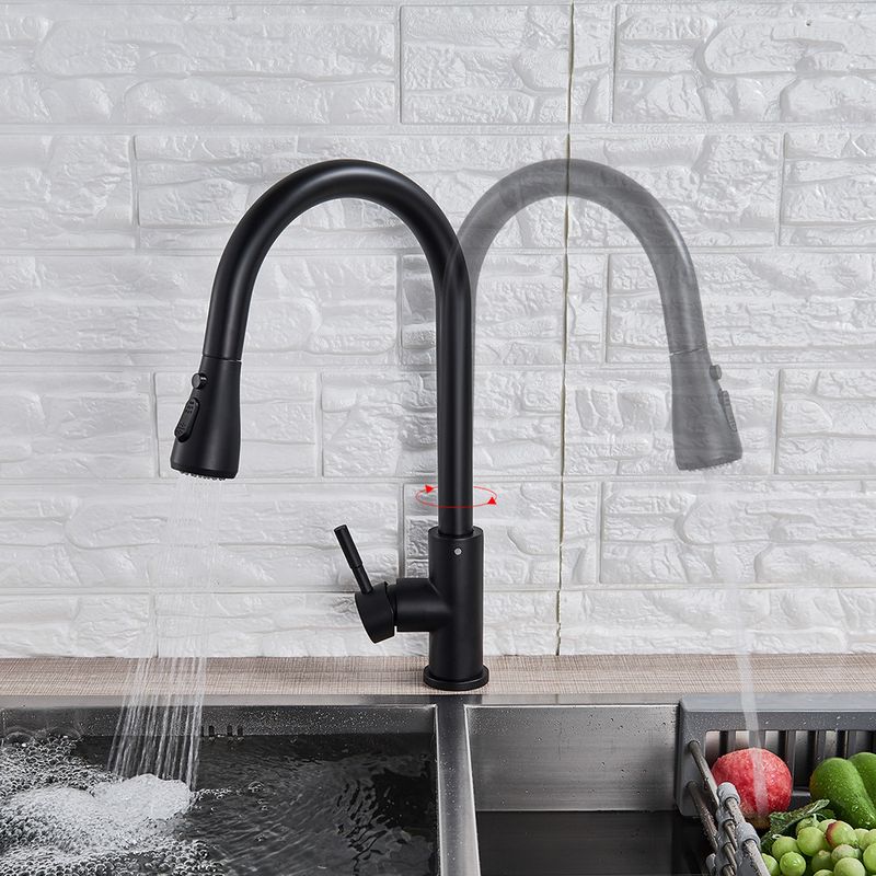 Casa si Gradina - Sanitare - Chiuveta bucatarie si accesorii - Baterii bucatarie - Baterie chiuveta bucatarie, Blackswan, Tip M68 cu 2 moduri si buton Pauza, model negru mat, dimensiune 39 cm - Infinity.ro