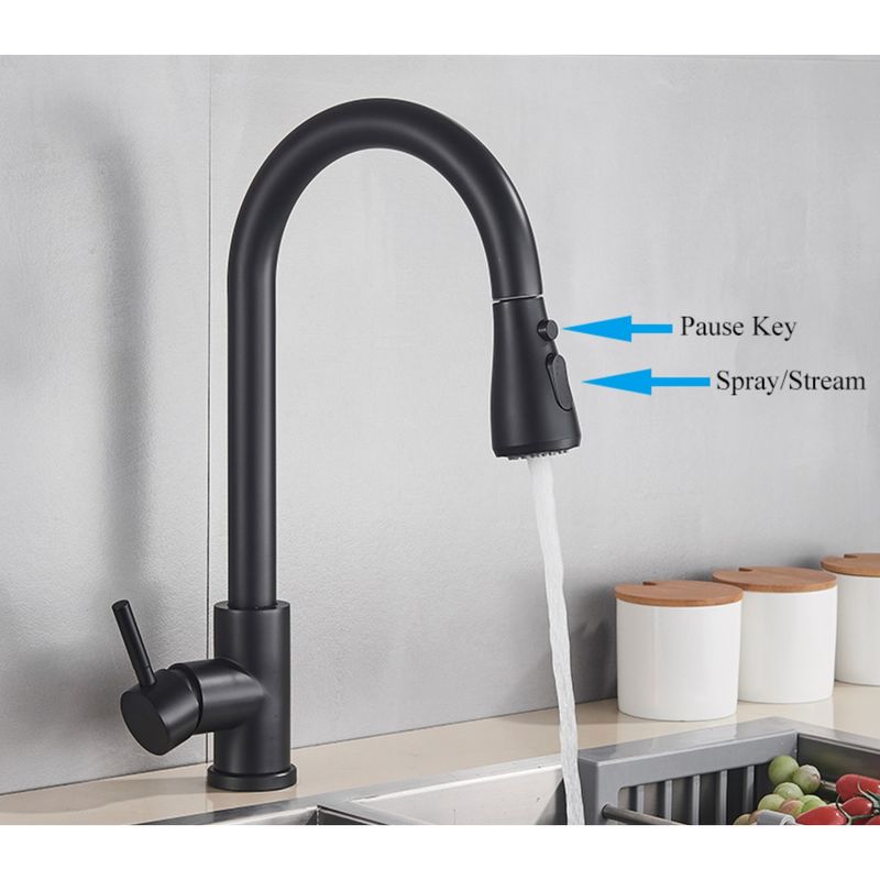 Casa si Gradina - Sanitare - Chiuveta bucatarie si accesorii - Baterii bucatarie - Baterie chiuveta bucatarie, Blackswan, Tip M86 cu senzor, 2 moduri si buton Pauza, model negru mat, dimensiune 39 cm - Infinity.ro