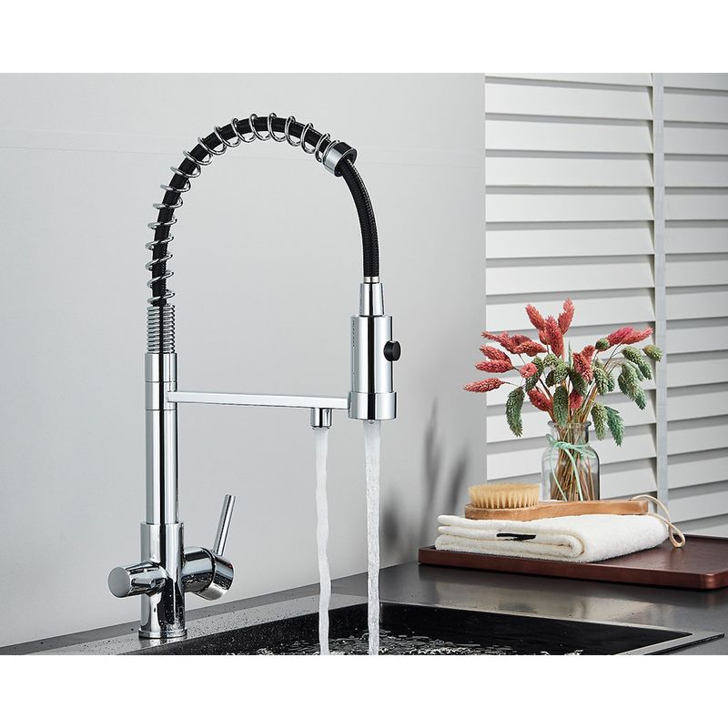 Casa si Gradina - Sanitare - Chiuveta bucatarie si accesorii - Baterii bucatarie - Baterie chiuveta bucatarie, Blackswan, Tip M249, model crom cu iesire pentru apa purificata, dimensiune 48 cm - Infinity.ro
