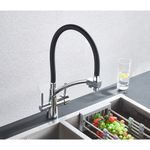 Casa si Gradina - Sanitare - Chiuveta bucatarie si accesorii - Baterii bucatarie - Baterie chiuveta bucatarie, Blackswan, Tip M55 cu iesire pentru apa purificata, model crom/ negru, dimensiune 43 cm - Infinity.ro
