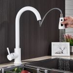 Casa si Gradina - Sanitare - Chiuveta bucatarie si accesorii - Baterii bucatarie - Baterie chiuveta bucatarie, Blackswan, Tip M67 cu 2 moduri si buton Pauza, model alb, dimensiune 39 cm - Infinity.ro