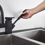 Casa si Gradina - Sanitare - Chiuveta bucatarie si accesorii - Baterii bucatarie - Baterie chiuveta bucatarie, Blackswan, Tip M181, cu LED si dus, model negru, dimensiune 25 cm - Infinity.ro