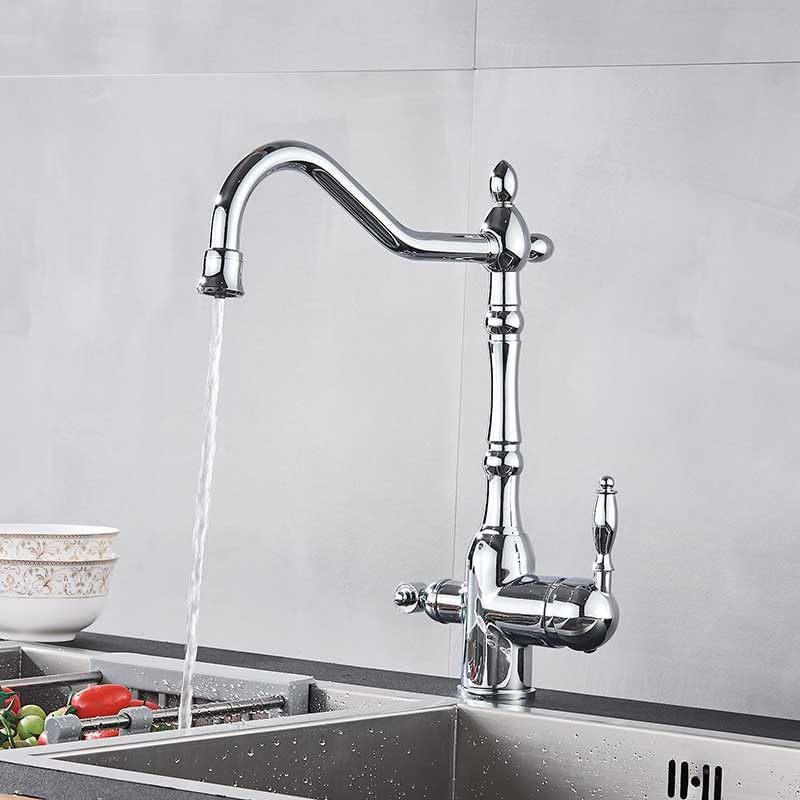 Casa si Gradina - Sanitare - Chiuveta bucatarie si accesorii - Baterii bucatarie - Baterie chiuveta bucatarie, Blackswan, Tip M173, cu iesire pentru apa purificata, model crom, dimensiune 34 cm - Infinity.ro