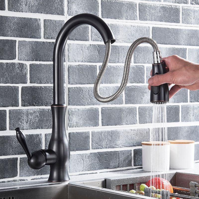 Casa si Gradina - Sanitare - Chiuveta bucatarie si accesorii - Baterii bucatarie - Baterie chiuveta bucatarie, Blackswan, Tip M89 cu 2 moduri, model negru antichizat, dimensiune 42 cm - Infinity.ro