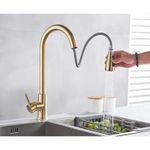 Casa si Gradina - Sanitare - Chiuveta bucatarie si accesorii - Baterii bucatarie - Baterie chiuveta bucatarie, Blackswan, Tip M88 cu senzor, 2 moduri si buton Pauza, model auriu mat, dimensiune 42 cm - Infinity.ro