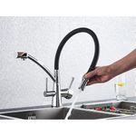 Casa si Gradina - Sanitare - Chiuveta bucatarie si accesorii - Baterii bucatarie - Baterie chiuveta bucatarie, Blackswan, Tip M55 cu iesire pentru apa purificata, model crom/ negru, dimensiune 43 cm - Infinity.ro