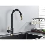 Casa si Gradina - Sanitare - Chiuveta bucatarie si accesorii - Baterii bucatarie - Baterie chiuveta bucatarie, Blackswan, Tip M34, model negru/ auriu, dimensiune 39 cm - Infinity.ro