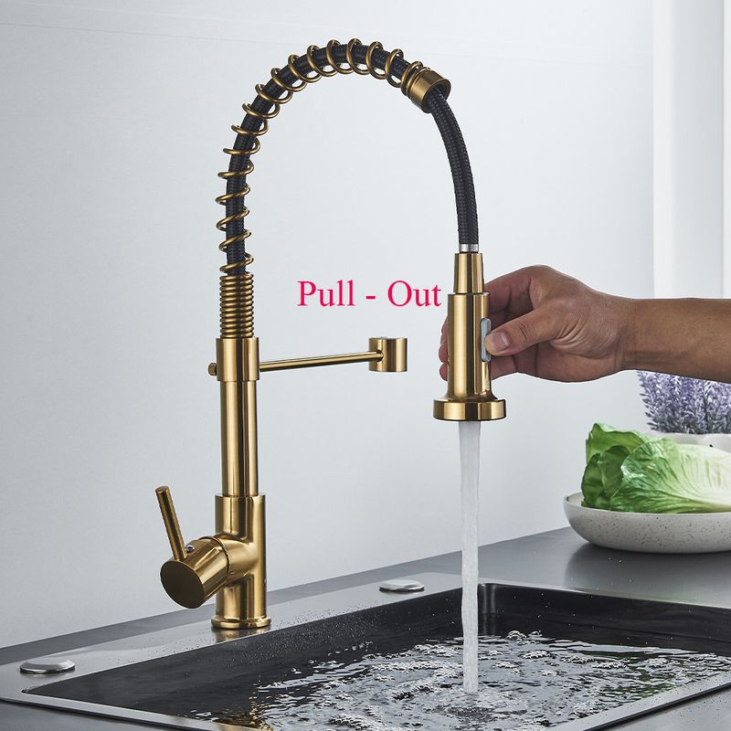 Casa si Gradina - Sanitare - Chiuveta bucatarie si accesorii - Baterii bucatarie - Baterie chiuveta bucatarie, Blackswan, Tip M377 cu 2 moduri, model auriu mat/ negru, dimensiune 44 cm - Infinity.ro