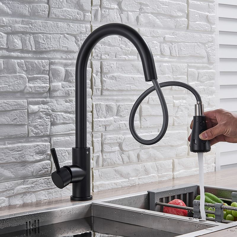 Casa si Gradina - Sanitare - Chiuveta bucatarie si accesorii - Baterii bucatarie - Baterie chiuveta bucatarie, Blackswan, Tip M86 cu senzor, 2 moduri si buton Pauza, model negru mat, dimensiune 39 cm - Infinity.ro