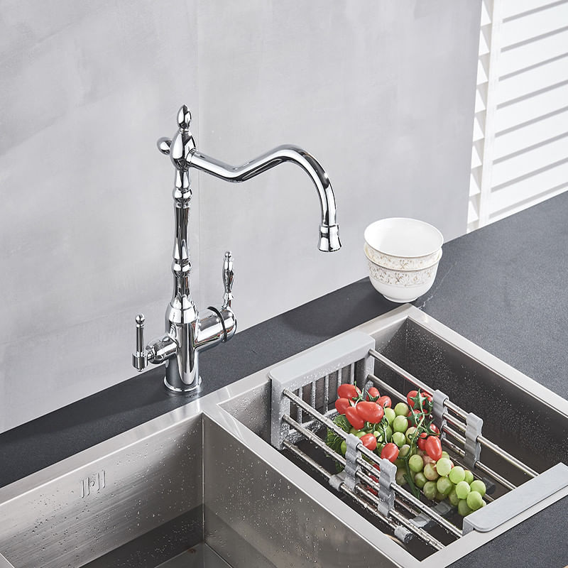Casa si Gradina - Sanitare - Chiuveta bucatarie si accesorii - Baterii bucatarie - Baterie chiuveta bucatarie, Blackswan, Tip M173, cu iesire pentru apa purificata, model crom, dimensiune 34 cm - Infinity.ro