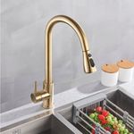 Casa si Gradina - Sanitare - Chiuveta bucatarie si accesorii - Baterii bucatarie - Baterie chiuveta bucatarie, Blackswan, Tip M88 cu senzor, 2 moduri si buton Pauza, model auriu mat, dimensiune 42 cm - Infinity.ro