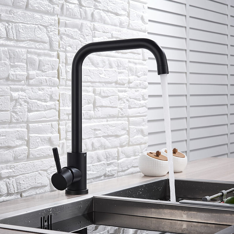 Casa si Gradina - Sanitare - Chiuveta bucatarie si accesorii - Baterii bucatarie - Baterie chiuveta bucatarie, Blackswan, Tip M209, model negru mat drept, dimensiune 34 cm - Infinity.ro