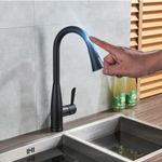 Casa si Gradina - Sanitare - Chiuveta bucatarie si accesorii - Baterii bucatarie - Baterie chiuveta bucatarie, Blackswan, Tip M224, cu senzor si doua moduri, model negru mat, dimensiune 44 cm - Infinity.ro