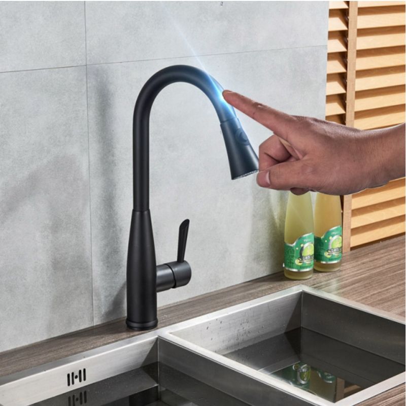 Casa si Gradina - Sanitare - Chiuveta bucatarie si accesorii - Baterii bucatarie - Baterie chiuveta bucatarie, Blackswan, Tip M224, cu senzor si doua moduri, model negru mat, dimensiune 44 cm - Infinity.ro