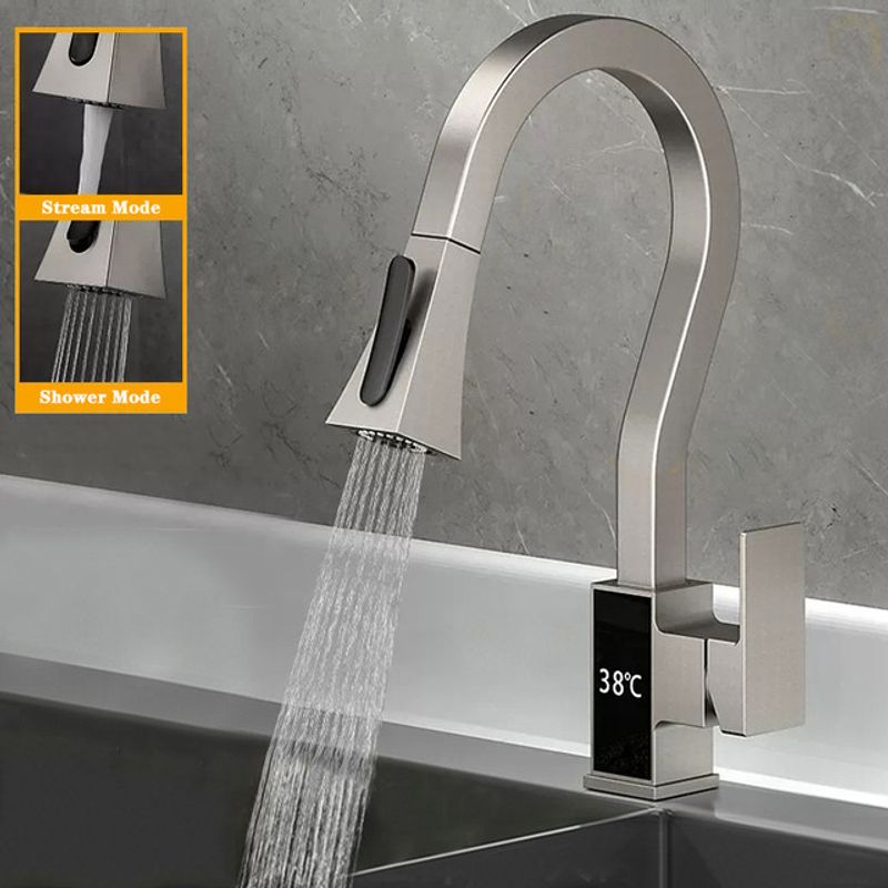 Casa si Gradina - Sanitare - Chiuveta bucatarie si accesorii - Baterii bucatarie - Baterie chiuveta bucatarie, Blackswan, Tip M270, cu afisaj LCD si 2 moduri, model nichel tip lebada, dimensiune 45 cm - Infinity.ro