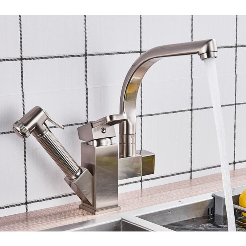 Casa si Gradina - Sanitare - Chiuveta bucatarie si accesorii - Baterii bucatarie - Baterie chiuveta bucatarie, Blackswan, Tip M179, cu dus, model nichel, dimensiune 25 cm - Infinity.ro
