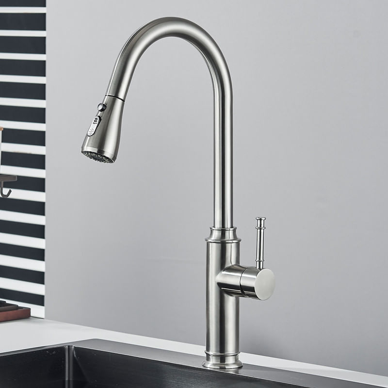 Casa si Gradina - Sanitare - Chiuveta bucatarie si accesorii - Baterii bucatarie - Baterie chiuveta bucatarie, Blackswan, Tip M312, model nichel mat cu 2 moduri si buton pauza, dimensiune 41 cm - Infinity.ro