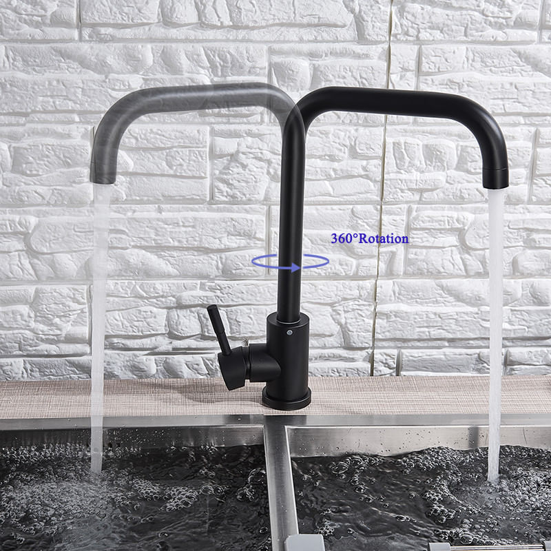 Casa si Gradina - Sanitare - Chiuveta bucatarie si accesorii - Baterii bucatarie - Baterie chiuveta bucatarie, Blackswan, Tip M209, model negru mat drept, dimensiune 34 cm - Infinity.ro
