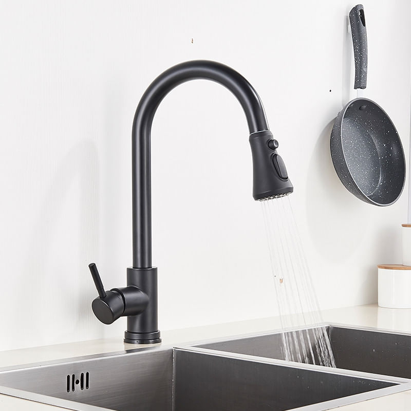 Casa si Gradina - Sanitare - Chiuveta bucatarie si accesorii - Baterii bucatarie - Baterie chiuveta bucatarie, Blackswan, Tip M79 cu 3 moduri, model negru mat, dimensiune 42 cm - Infinity.ro