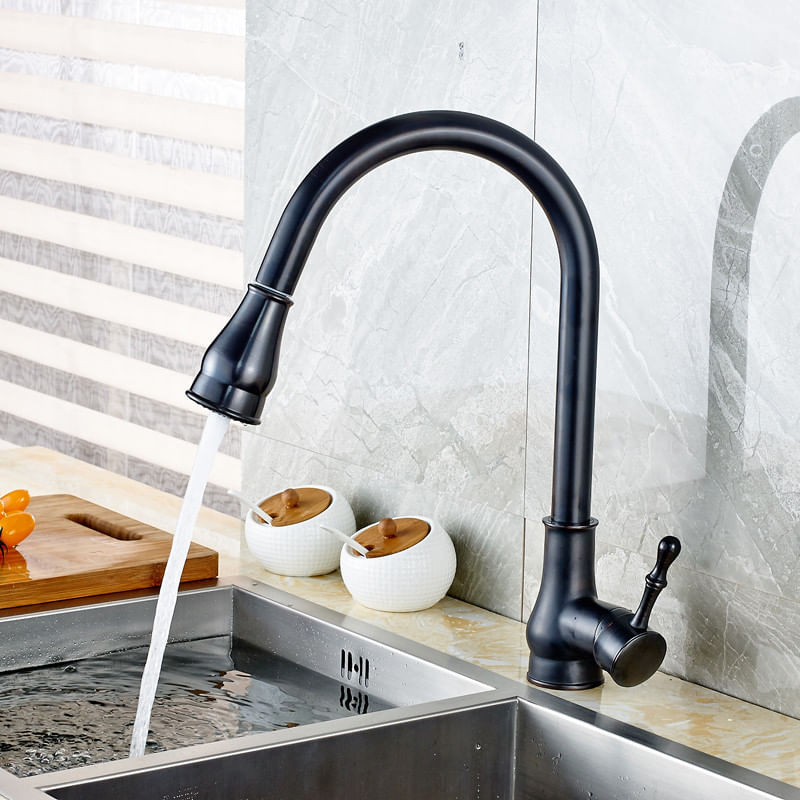 Casa si Gradina - Sanitare - Chiuveta bucatarie si accesorii - Baterii bucatarie - Baterie chiuveta bucatarie, Blackswan, Tip M203, cu doua moduri, model negru antichizat, dimensiune 42 cm - Infinity.ro