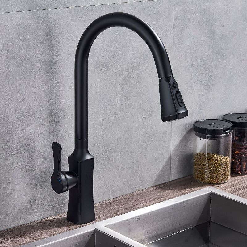 Casa si Gradina - Sanitare - Chiuveta bucatarie si accesorii - Baterii bucatarie - Baterie chiuveta bucatarie, Blackswan, Tip M195, cu doua moduri si buton pauza, model negru mat, dimensiune 46 cm - Infinity.ro