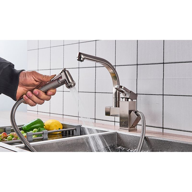 Casa si Gradina - Sanitare - Chiuveta bucatarie si accesorii - Baterii bucatarie - Baterie chiuveta bucatarie, Blackswan, Tip M179, cu dus, model nichel, dimensiune 25 cm - Infinity.ro