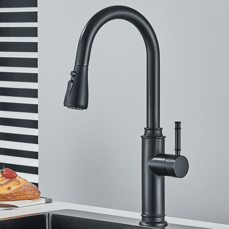 Casa si Gradina - Sanitare - Chiuveta bucatarie si accesorii - Baterii bucatarie - Baterie chiuveta bucatarie, Blackswan, Tip M311, model negru mat cu 2 moduri si buton pauza, dimensiune 41 cm - Infinity.ro