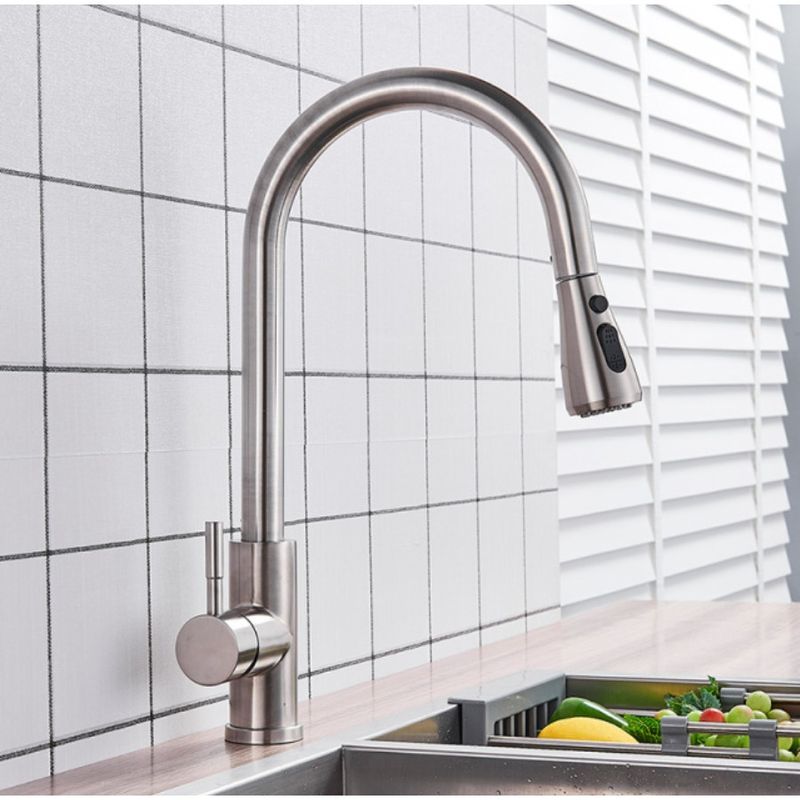 Casa si Gradina - Sanitare - Chiuveta bucatarie si accesorii - Baterii bucatarie - Baterie chiuveta bucatarie, Blackswan, Tip M72 cu 2 moduri si buton Pauza, model nichel, dimensiune 40 cm - Infinity.ro