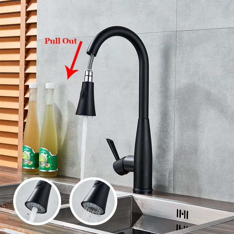 Casa si Gradina - Sanitare - Chiuveta bucatarie si accesorii - Baterii bucatarie - Baterie chiuveta bucatarie, Blackswan, Tip M224, cu senzor si doua moduri, model negru mat, dimensiune 44 cm - Infinity.ro