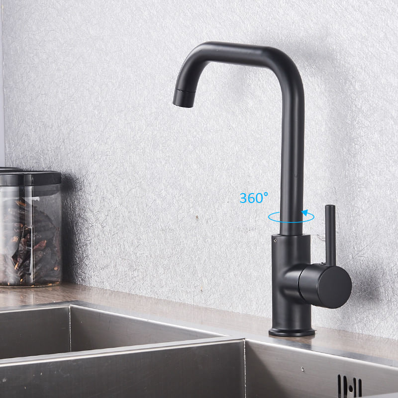Casa si Gradina - Sanitare - Chiuveta bucatarie si accesorii - Baterii bucatarie - Baterie chiuveta bucatarie, Blackswan, Tip M209, model negru mat drept, dimensiune 34 cm - Infinity.ro