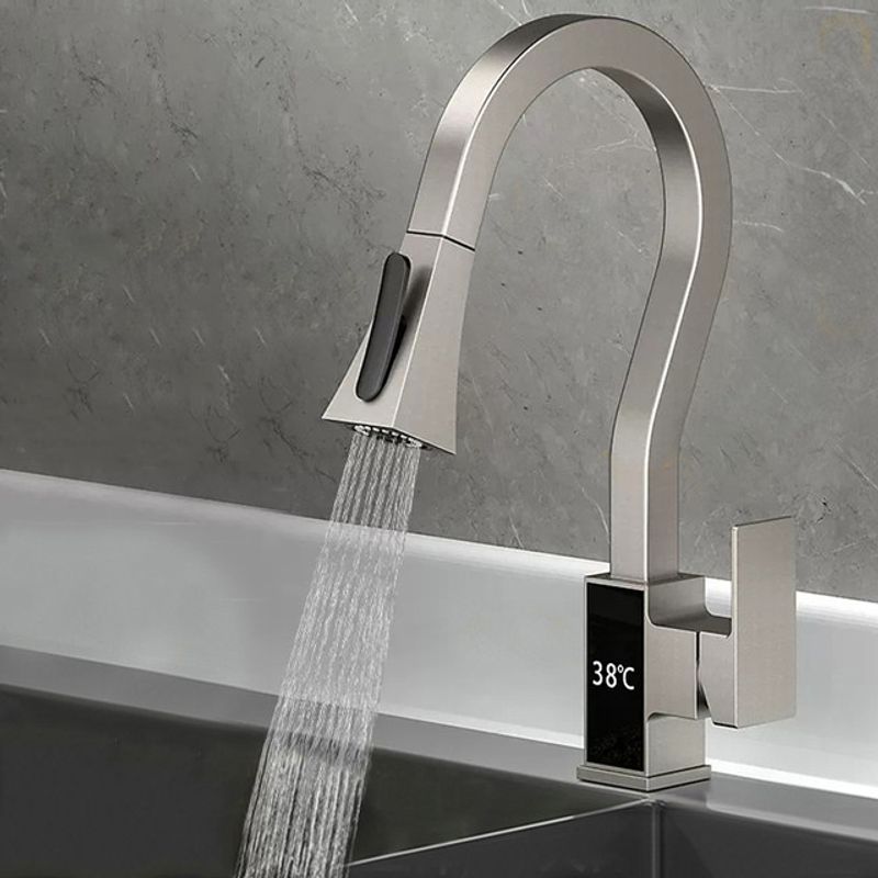 Casa si Gradina - Sanitare - Chiuveta bucatarie si accesorii - Baterii bucatarie - Baterie chiuveta bucatarie, Blackswan, Tip M270, cu afisaj LCD si 2 moduri, model nichel tip lebada, dimensiune 45 cm - Infinity.ro