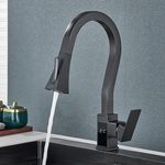 Casa si Gradina - Sanitare - Chiuveta bucatarie si accesorii - Baterii bucatarie - Baterie chiuveta bucatarie, Blackswan, Tip M268, cu afisaj LCD si 2 moduri, model negru tip lebada, dimensiune 45 cm - Infinity.ro