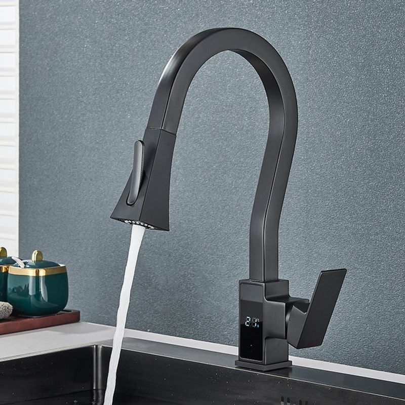 Casa si Gradina - Sanitare - Chiuveta bucatarie si accesorii - Baterii bucatarie - Baterie chiuveta bucatarie, Blackswan, Tip M268, cu afisaj LCD si 2 moduri, model negru tip lebada, dimensiune 45 cm - Infinity.ro