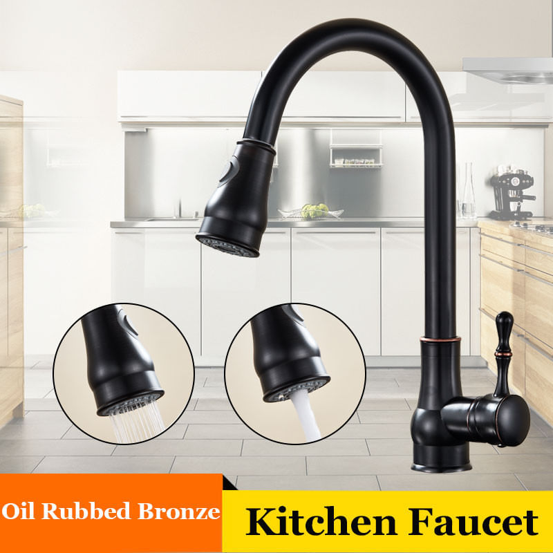 Casa si Gradina - Sanitare - Chiuveta bucatarie si accesorii - Baterii bucatarie - Baterie chiuveta bucatarie, Blackswan, Tip M203, cu doua moduri, model negru antichizat, dimensiune 42 cm - Infinity.ro