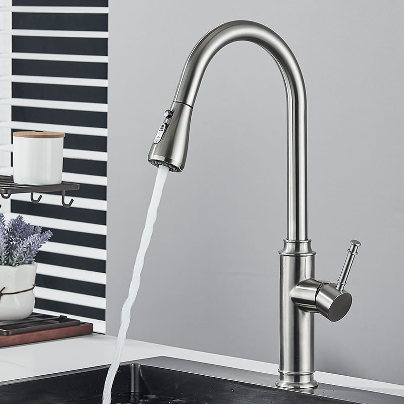Casa si Gradina - Sanitare - Chiuveta bucatarie si accesorii - Baterii bucatarie - Baterie chiuveta bucatarie, Blackswan, Tip M312, model nichel mat cu 2 moduri si buton pauza, dimensiune 41 cm - Infinity.ro