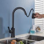 Casa si Gradina - Sanitare - Chiuveta bucatarie si accesorii - Baterii bucatarie - Baterie chiuveta bucatarie, Blackswan, Tip M195, cu doua moduri si buton pauza, model negru mat, dimensiune 46 cm - Infinity.ro