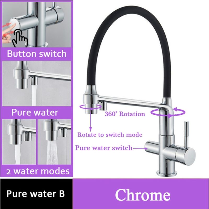 Casa si Gradina - Sanitare - Chiuveta bucatarie si accesorii - Baterii bucatarie - Baterie chiuveta bucatarie, Blackswan, Tip M20 cu iesire pentru apa purificata, model crom, dimensiune 43 cm - Infinity.ro