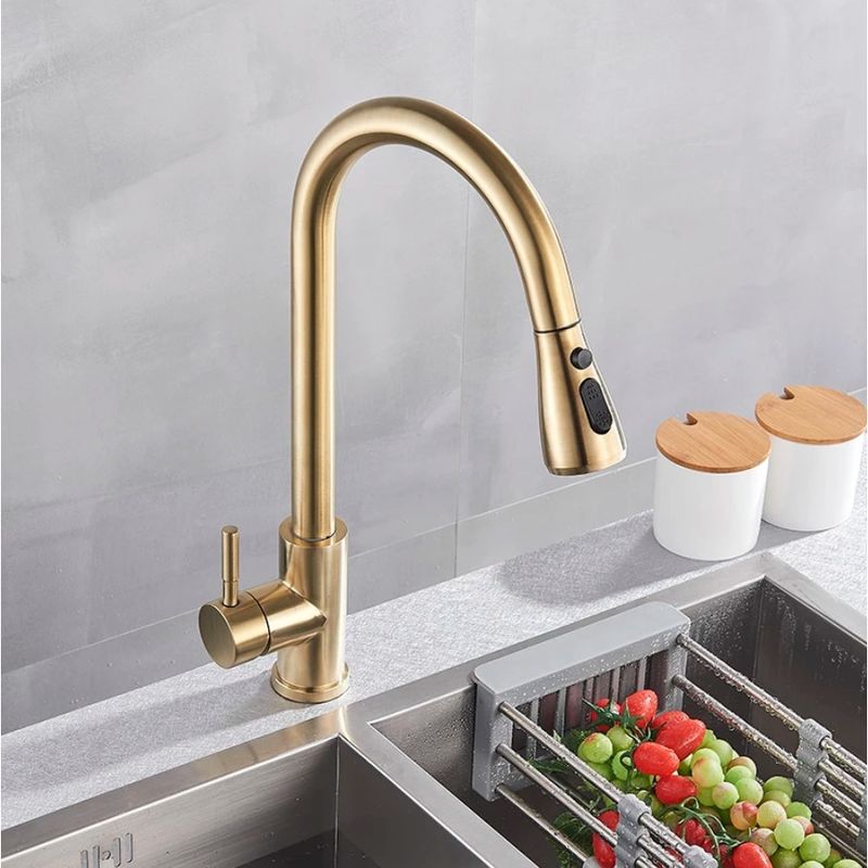 Casa si Gradina - Sanitare - Chiuveta bucatarie si accesorii - Baterii bucatarie - Baterie chiuveta bucatarie, Blackswan, Tip M71 cu 2 moduri si buton Pauza, model auriu mat, dimensiune 42 cm - Infinity.ro
