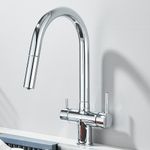 Casa si Gradina - Sanitare - Chiuveta bucatarie si accesorii - Baterii bucatarie - Baterie chiuveta bucatarie, Blackswan, Tip M389 cu iesire pentru apa purificata, dus mobil, model crom, dimensiune 38 cm - Infinity.ro