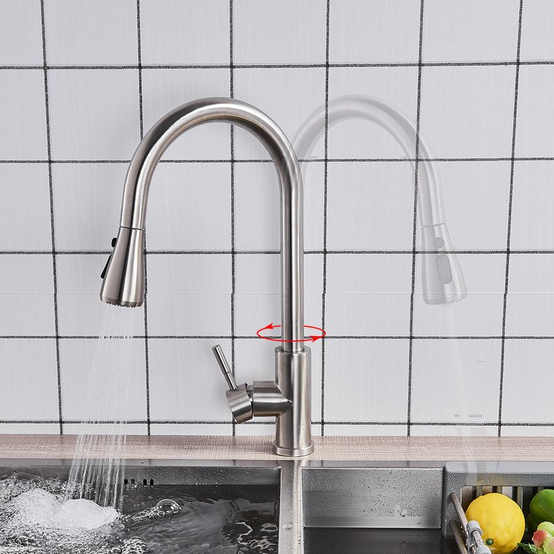 Casa si Gradina - Sanitare - Chiuveta bucatarie si accesorii - Baterii bucatarie - Baterie chiuveta bucatarie, Blackswan, Tip M72 cu 2 moduri si buton Pauza, model nichel, dimensiune 40 cm - Infinity.ro