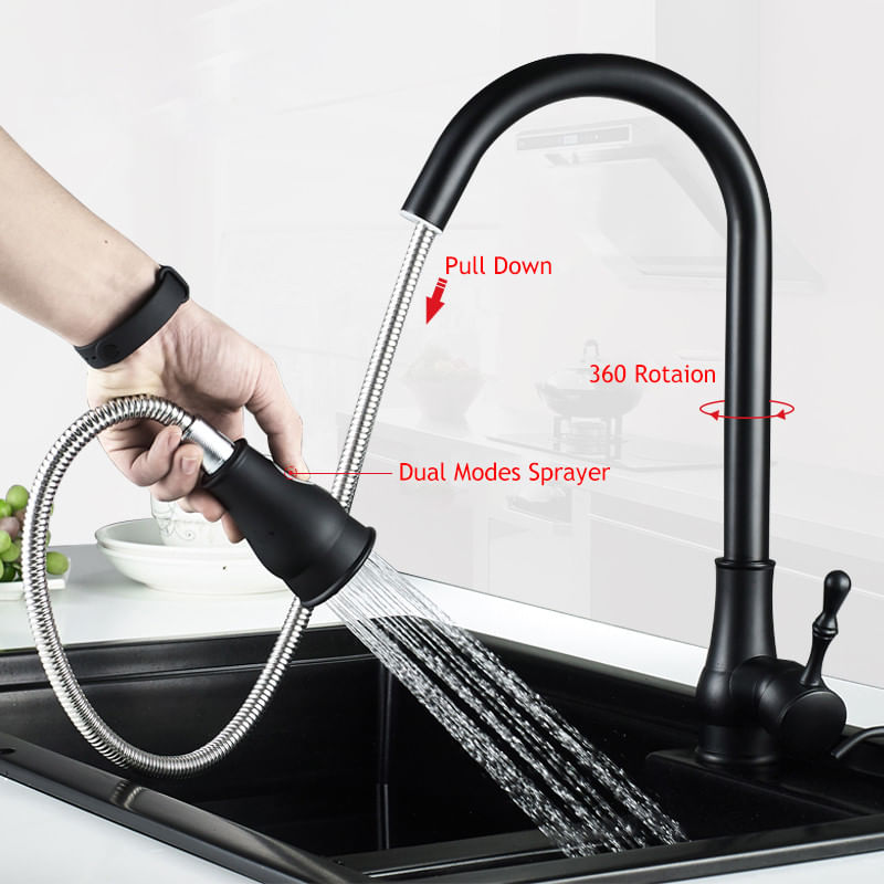 Casa si Gradina - Sanitare - Chiuveta bucatarie si accesorii - Baterii bucatarie - Baterie chiuveta bucatarie, Blackswan, Tip M203, cu doua moduri, model negru antichizat, dimensiune 42 cm - Infinity.ro