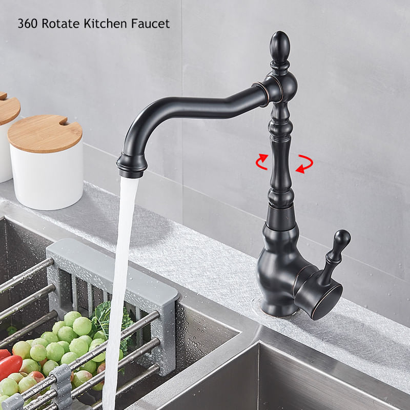 Casa si Gradina - Sanitare - Chiuveta bucatarie si accesorii - Baterii bucatarie - Baterie chiuveta bucatarie, Blackswan, Tip M207, model negru antichizat, dimensiune 31 cm - Infinity.ro