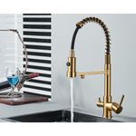 Casa si Gradina - Sanitare - Chiuveta bucatarie si accesorii - Baterii bucatarie - Baterie chiuveta bucatarie, Blackswan, Tip M252, model auriu mat cu iesire pentru apa purificata, dimensiune 48 cm - Infinity.ro