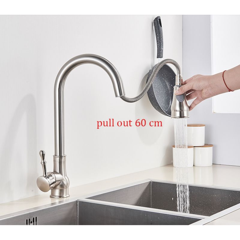 Casa si Gradina - Sanitare - Chiuveta bucatarie si accesorii - Baterii bucatarie - Baterie chiuveta bucatarie, Blackswan, Tip M204, cu doua moduri, model nichel, dimensiune 42 cm - Infinity.ro