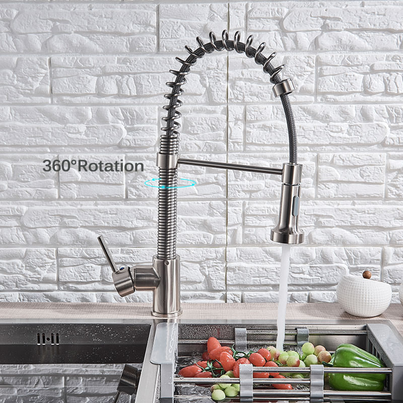 Casa si Gradina - Sanitare - Chiuveta bucatarie si accesorii - Baterii bucatarie - Baterie chiuveta bucatarie, Blackswan, Tip M163 cu 2 moduri, model nichel, dimensiune 43.5 cm - Infinity.ro