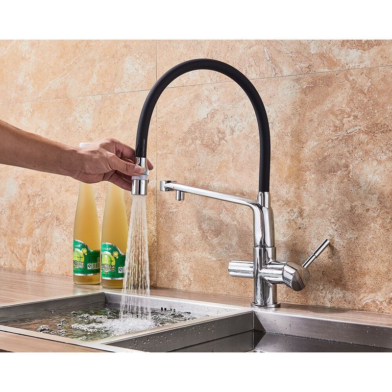 Casa si Gradina - Sanitare - Chiuveta bucatarie si accesorii - Baterii bucatarie - Baterie chiuveta bucatarie, Blackswan, Tip M20 cu iesire pentru apa purificata, model crom, dimensiune 43 cm - Infinity.ro